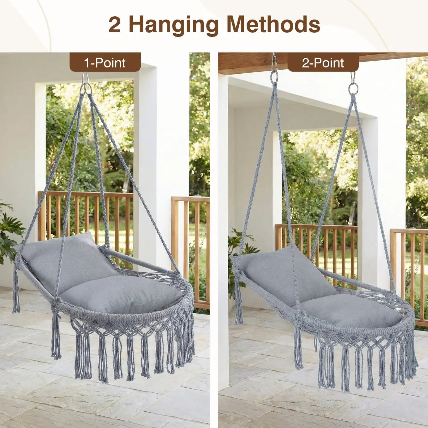 Macrame Swing Chair Hammock Chair with Cushions