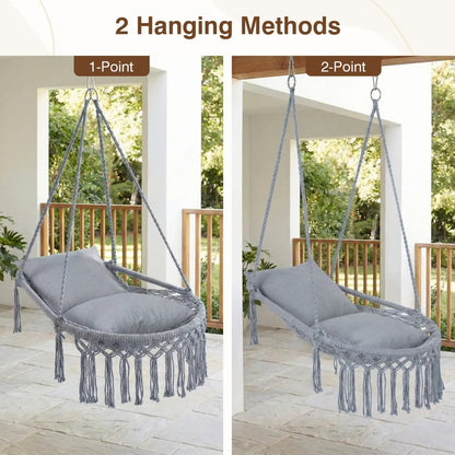 Macrame Swing Chair Hammock Chair with Cushions