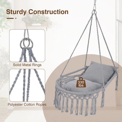 Macrame Swing Chair Hammock Chair with Cushions