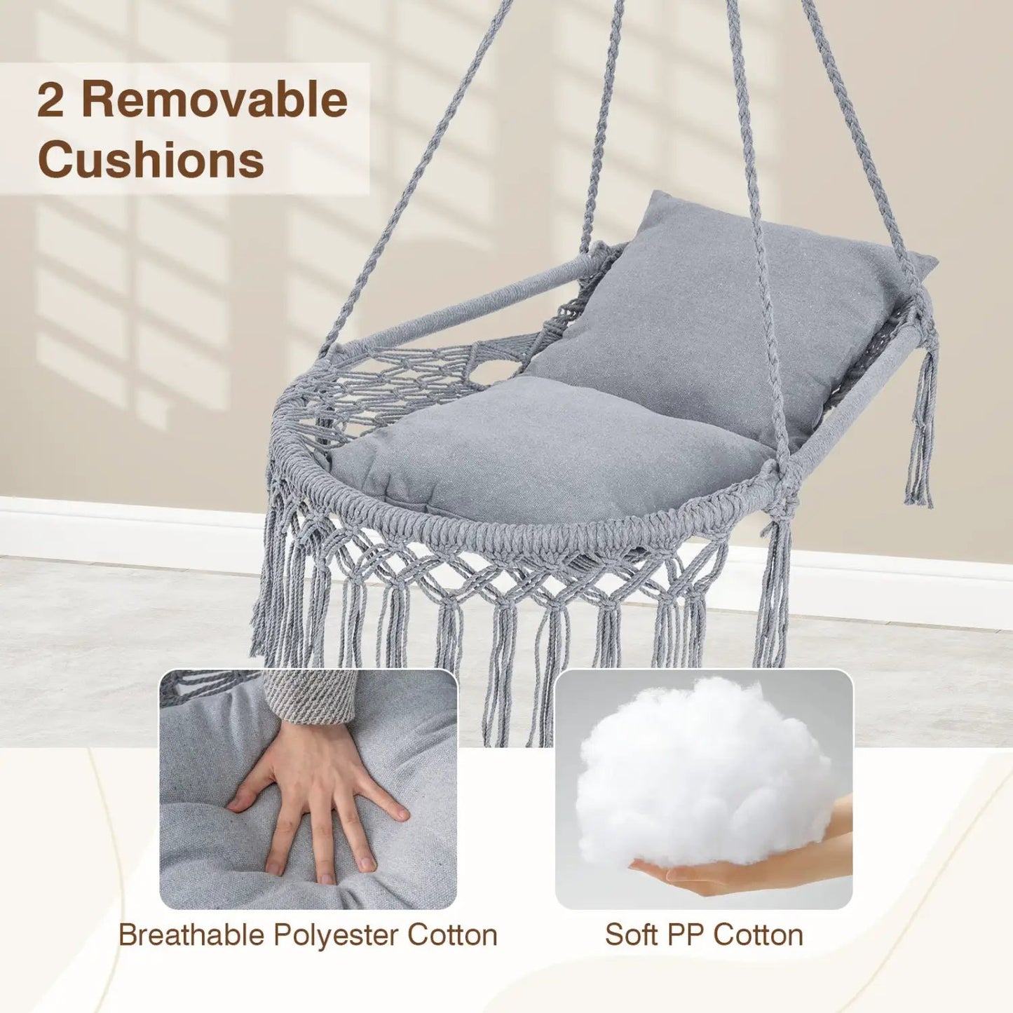 Macrame Swing Chair Hammock Chair with Cushions
