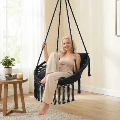 Macrame Swing Chair Hammock Chair with Cushions