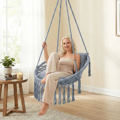 Macrame Swing Chair Hammock Chair with Cushions