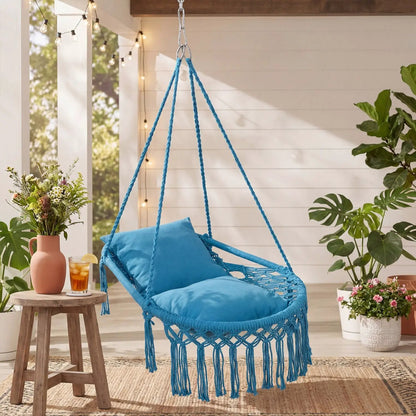 Macrame Swing Chair Hammock Chair with Cushions
