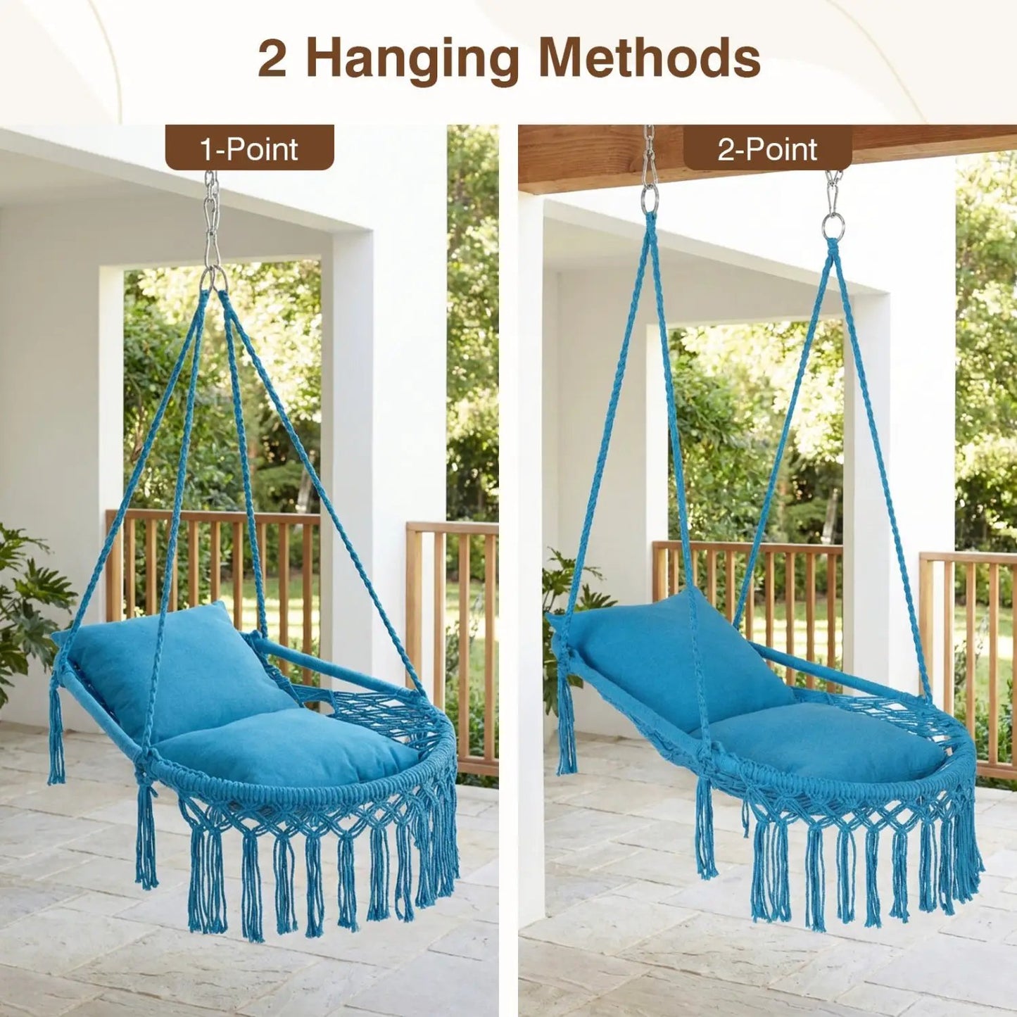 Macrame Swing Chair Hammock Chair with Cushions