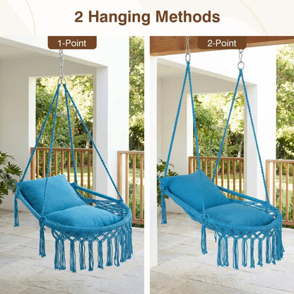 Macrame Swing Chair Hammock Chair with Cushions