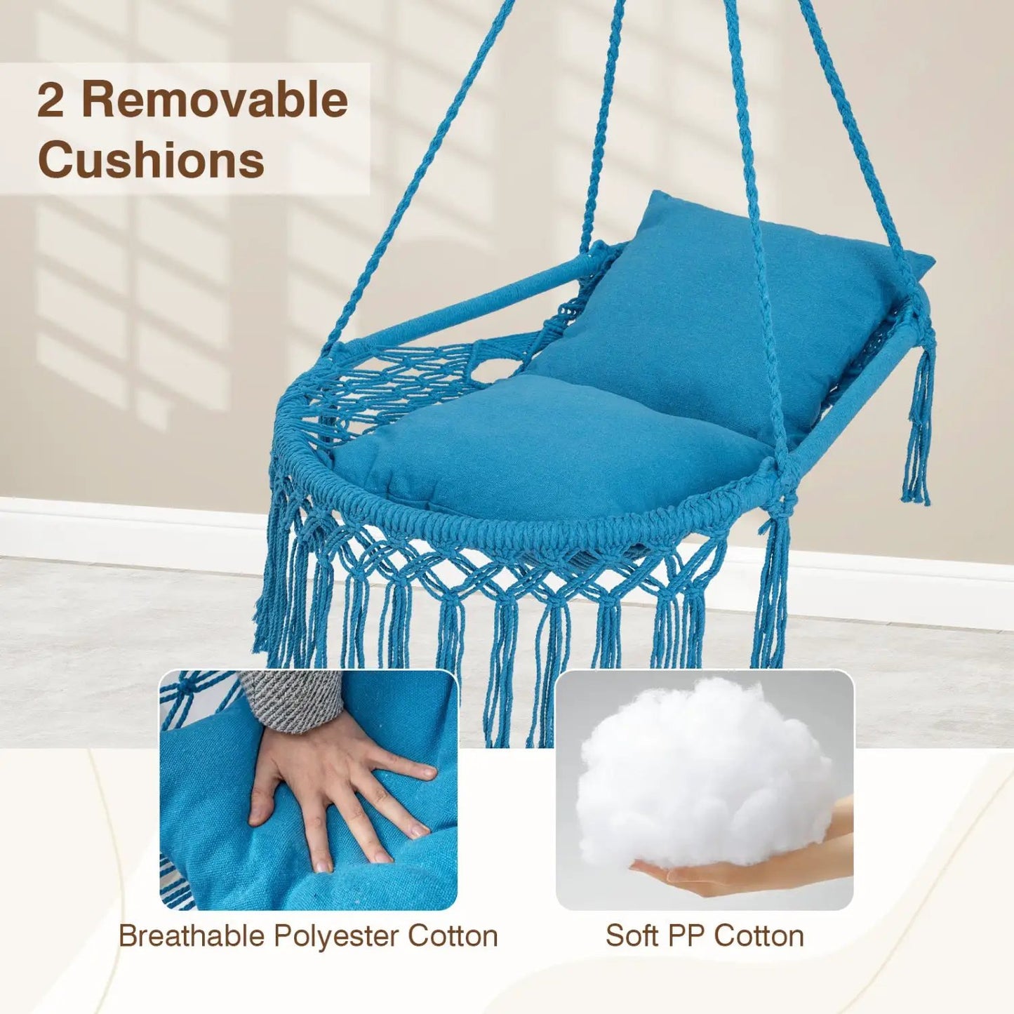 Macrame Swing Chair Hammock Chair with Cushions