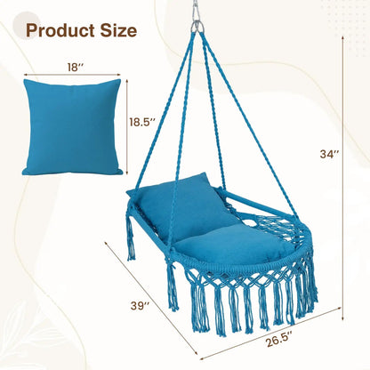 Macrame Swing Chair Hammock Chair with Cushions