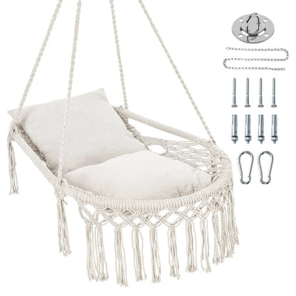 Macrame Swing Chair Hammock Chair with Cushions