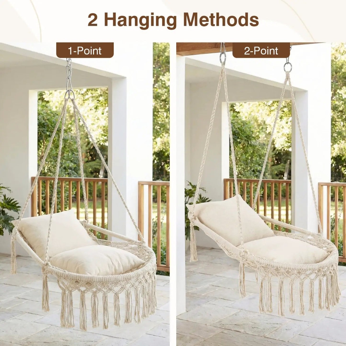 Macrame Swing Chair Hammock Chair with Cushions