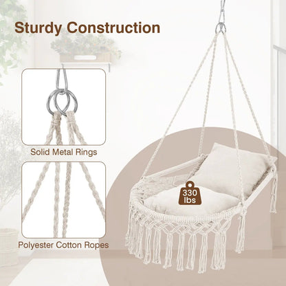 Macrame Swing Chair Hammock Chair with Cushions
