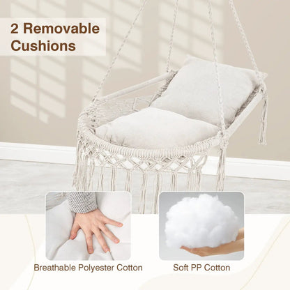 Macrame Swing Chair Hammock Chair with Cushions