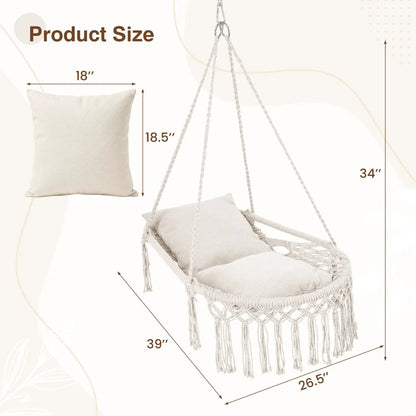 Macrame Swing Chair Hammock Chair with Cushions