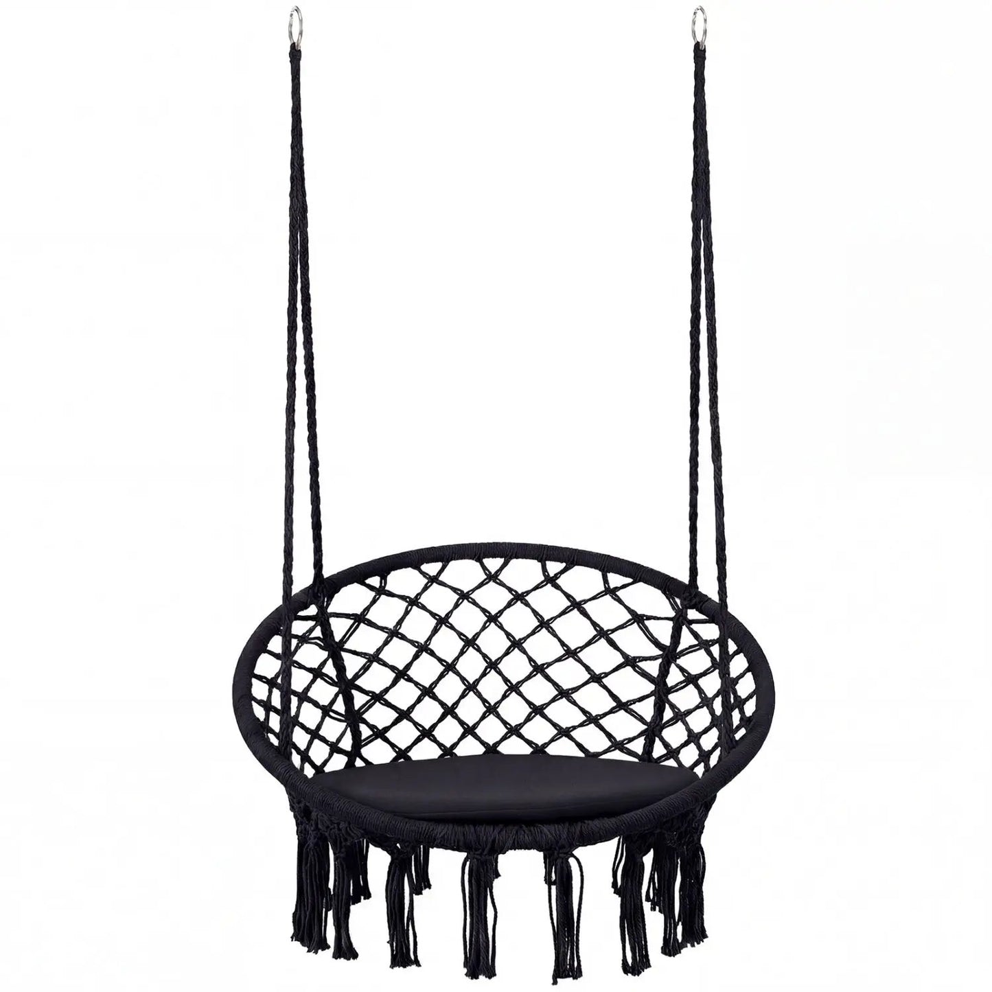 Macrame Swing Chair With Round Seat Cushion