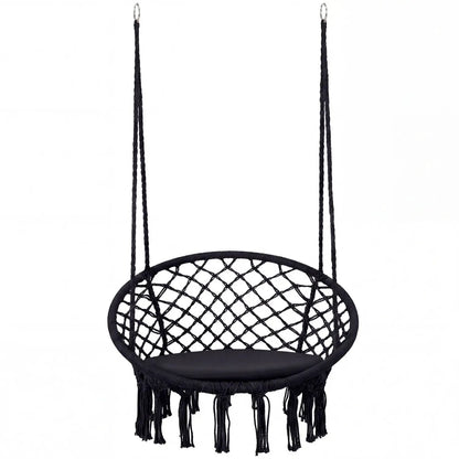 Macrame Swing Chair With Round Seat Cushion