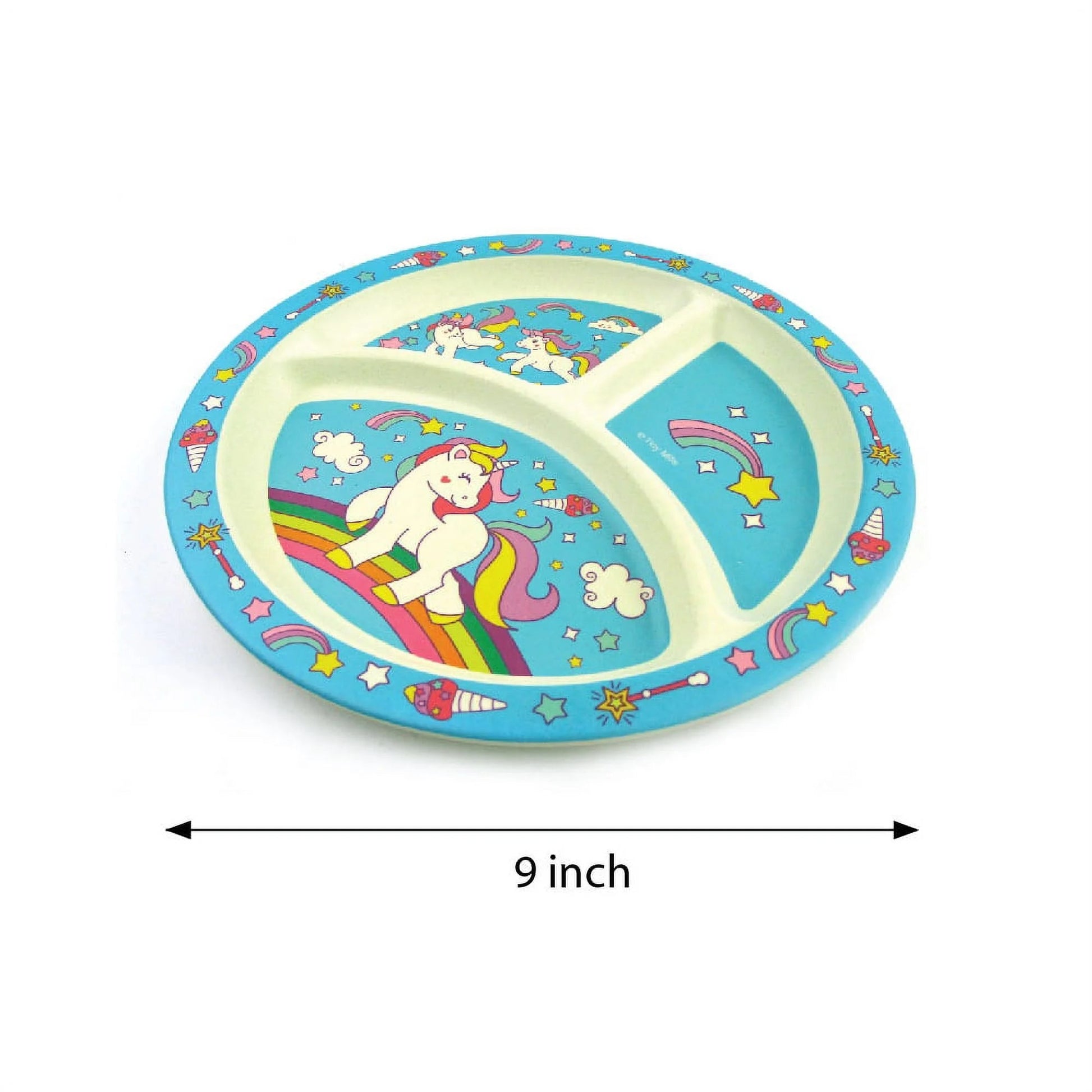 🦄 Magical Unicorn 4-Piece Kids Dinnerware Set – Eco-Friendly, Biodegradable Plant Fiber Plate, Cup, Fork & Spoon – Non-Toxic, BPA-Free, Microwave & Dishwasher Safe – Gift-Boxed for Girls & Toddlers - Tampa Home & Garden Store