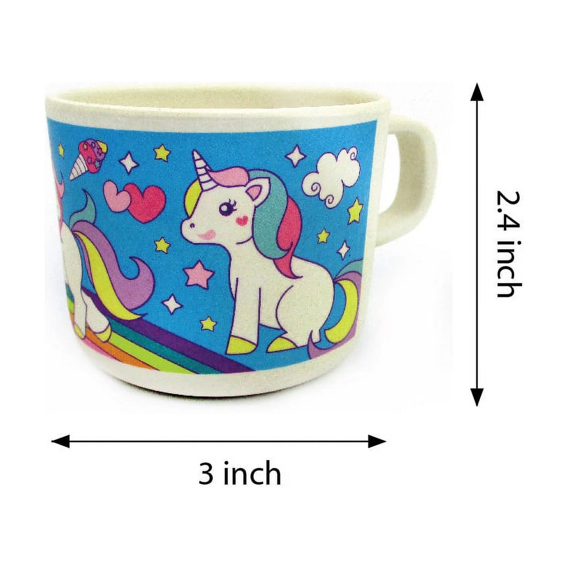 🦄 Magical Unicorn 4-Piece Kids Dinnerware Set – Eco-Friendly, Biodegradable Plant Fiber Plate, Cup, Fork & Spoon – Non-Toxic, BPA-Free, Microwave & Dishwasher Safe – Gift-Boxed for Girls & Toddlers - Tampa Home & Garden Store
