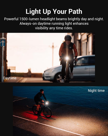 Magicshine ALLTY 1500S Bike Lights for Night Riding, Battery Replaceable | USB-C Rechargeable | Wireless &APP Control Compatible with Garmin/GoPro Mount for Road, MTB, Commuter Rider - Tampa Home & Garden Store