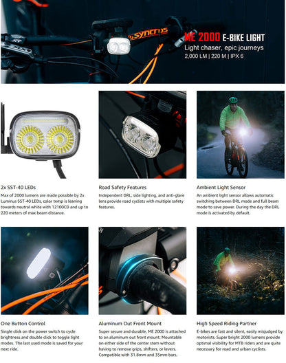 Magicshine E-Bike Headlight ME 2000, 2000 Lumens of Max Verified Output, DRL, Side Lighting, Auto Adapts to E-Bike Output 6-12V, Compatible with Shimano, Yamaha, Brose and Bosch - Tampa Home & Garden Store