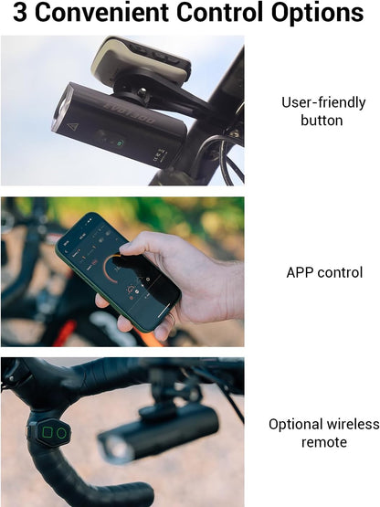 Magicshine EVO 1300 Bike Light with Remote Control, 1300 Lumens Waterproof Bicycle Headlight, USB-C Rechargeable Front Light for Night Riding - Tampa Home & Garden Store