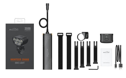 Magicshine Monteer 3500S Nebula Mountain Bike Light, 3500 lumens max Actual Output, 1800 Lumen Flood,1400 Lumen spot, 5200 mAh USB Rechargeable Battery Pack, IPX5 Water Resistent MTB Helmet Light - Tampa Home & Garden Store