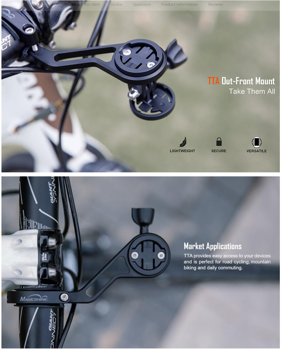 Magicshine Out Front Mount, Compatible with Garmin Computers, Bike Front Lights, GPS, etc. Compatible with Wahoo, Polar, Bryton Devices. - Tampa Home & Garden Store
