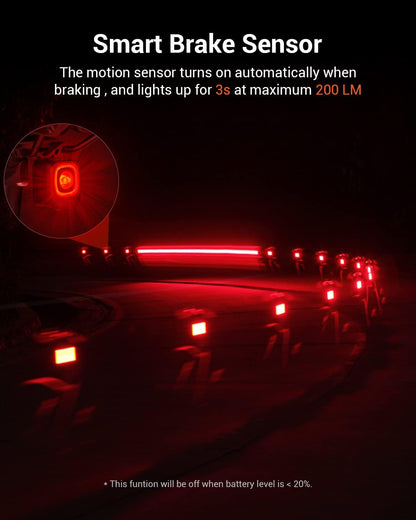 Magicshine SEEMEE 200 Rechargeable Bike Tail Lights,200 Lumens Max Output,360° Visibility Bicycle Lights, Smart Brake Sensor IPX6 Waterproof Rear Bike Lights 5 Modes for Road Urban Cyclists - Tampa Home & Garden Store