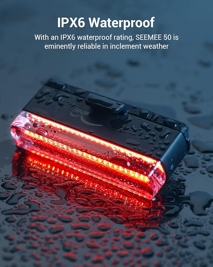 Magicshine Tail Light SEEMEE 50 V2.0, Rear Bike Light with USB C Rechargeable, 50 Lumen IPX6 Waterproof Bicycle Tail Lights for Night Riding, Smart Cycling Safety Bike Taillights - Tampa Home & Garden Store