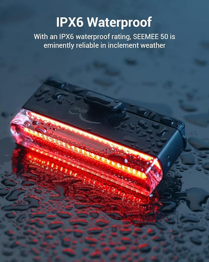 Magicshine Tail Light SEEMEE 50 V2.0, Rear Bike Light with USB C Rechargeable, 50 Lumen IPX6 Waterproof Bicycle Tail Lights for Night Riding, Smart Cycling Safety Bike Taillights - Tampa Home & Garden Store