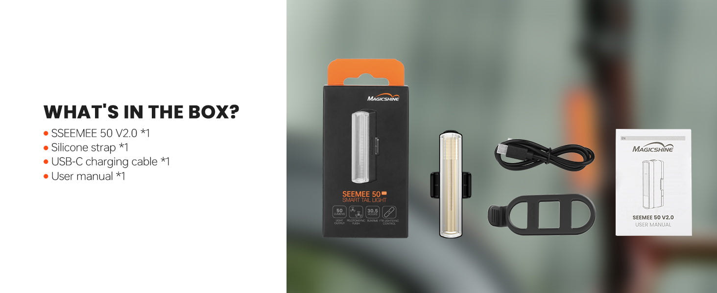 Magicshine Tail Light SEEMEE 50 V2.0, Rear Bike Light with USB C Rechargeable, 50 Lumen IPX6 Waterproof Bicycle Tail Lights for Night Riding, Smart Cycling Safety Bike Taillights - Tampa Home & Garden Store