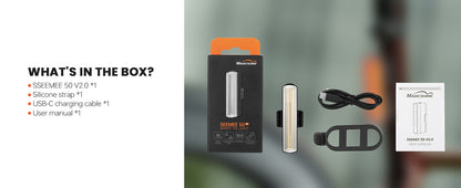 Magicshine Tail Light SEEMEE 50 V2.0, Rear Bike Light with USB C Rechargeable, 50 Lumen IPX6 Waterproof Bicycle Tail Lights for Night Riding, Smart Cycling Safety Bike Taillights - Tampa Home & Garden Store