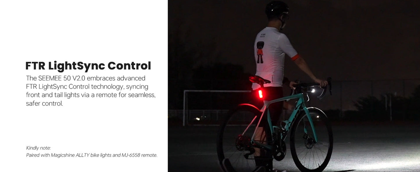 Magicshine Tail Light SEEMEE 50 V2.0, Rear Bike Light with USB C Rechargeable, 50 Lumen IPX6 Waterproof Bicycle Tail Lights for Night Riding, Smart Cycling Safety Bike Taillights - Tampa Home & Garden Store
