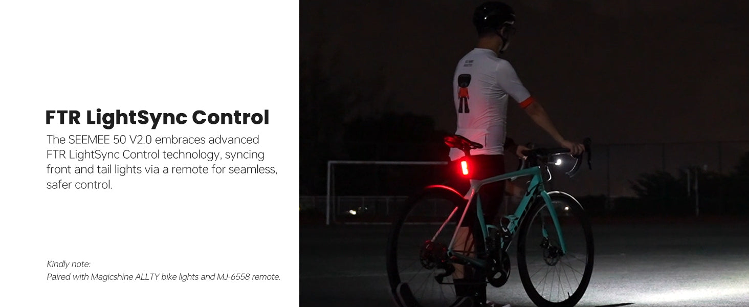 Magicshine Tail Light SEEMEE 50 V2.0, Rear Bike Light with USB C Rechargeable, 50 Lumen IPX6 Waterproof Bicycle Tail Lights for Night Riding, Smart Cycling Safety Bike Taillights - Tampa Home & Garden Store