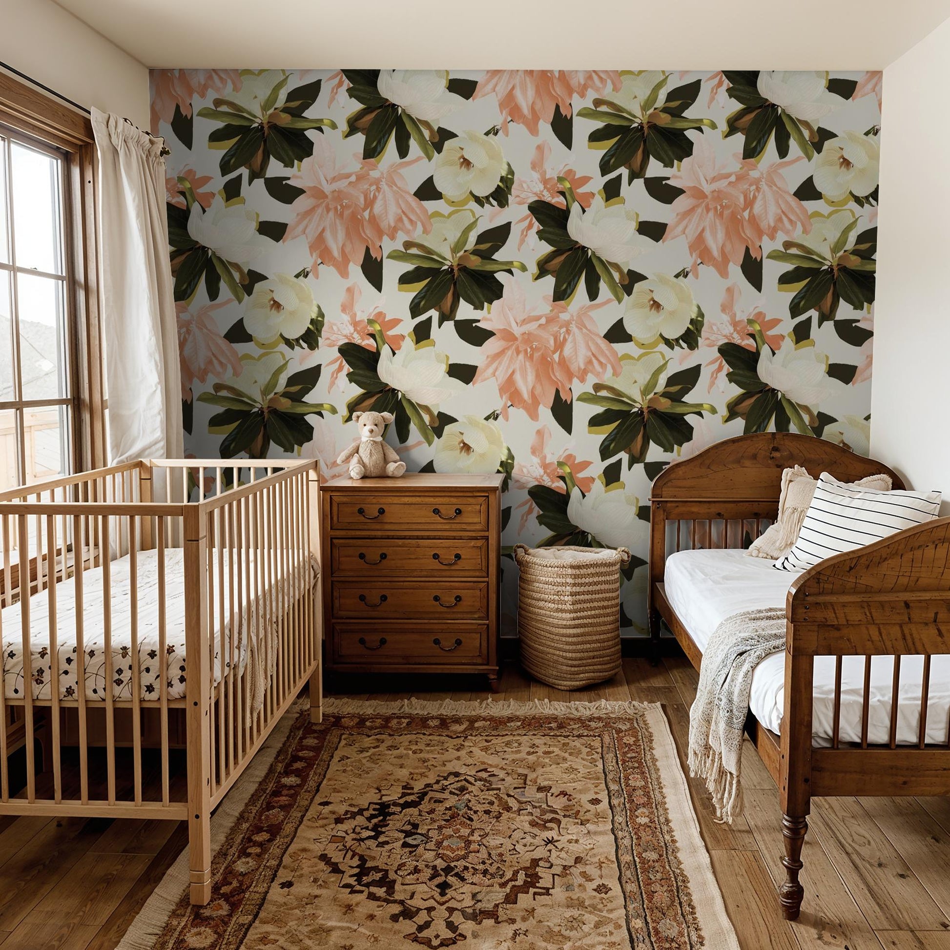 Magnolia Wallpaper, coral - Tampa Home & Garden Store