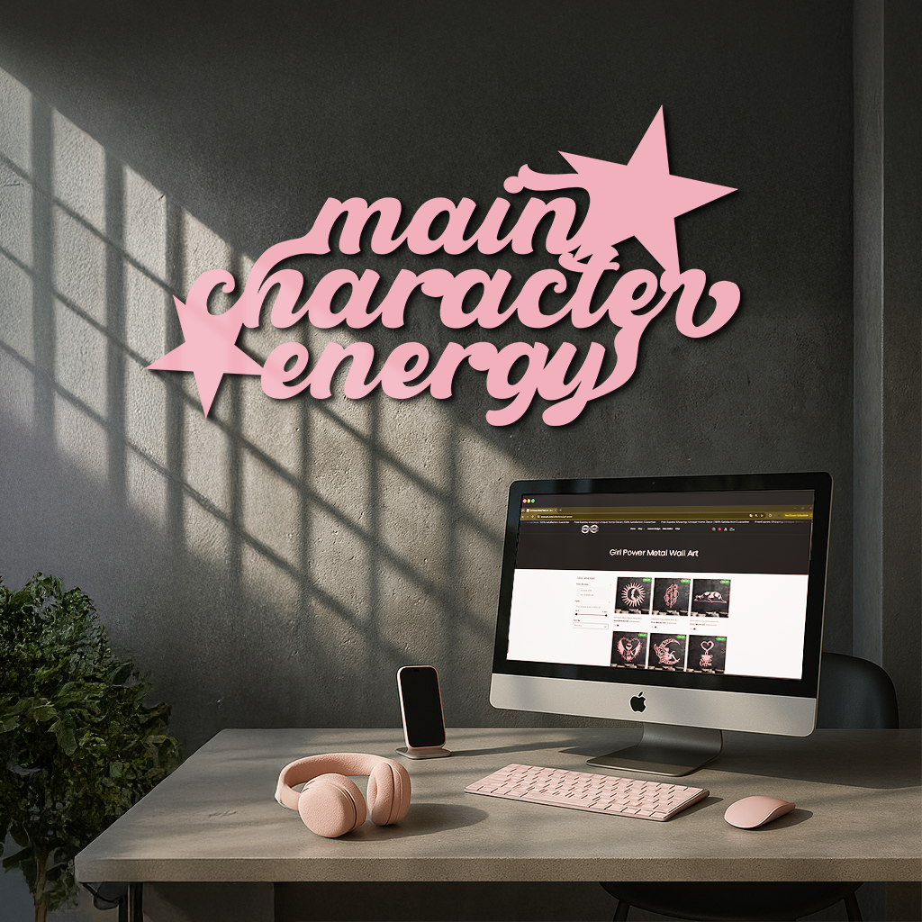 Main Character Energy Metal Wall Art – Bold Motivational Quote Sign - KAFGP098 - Tampa Home & Garden Store