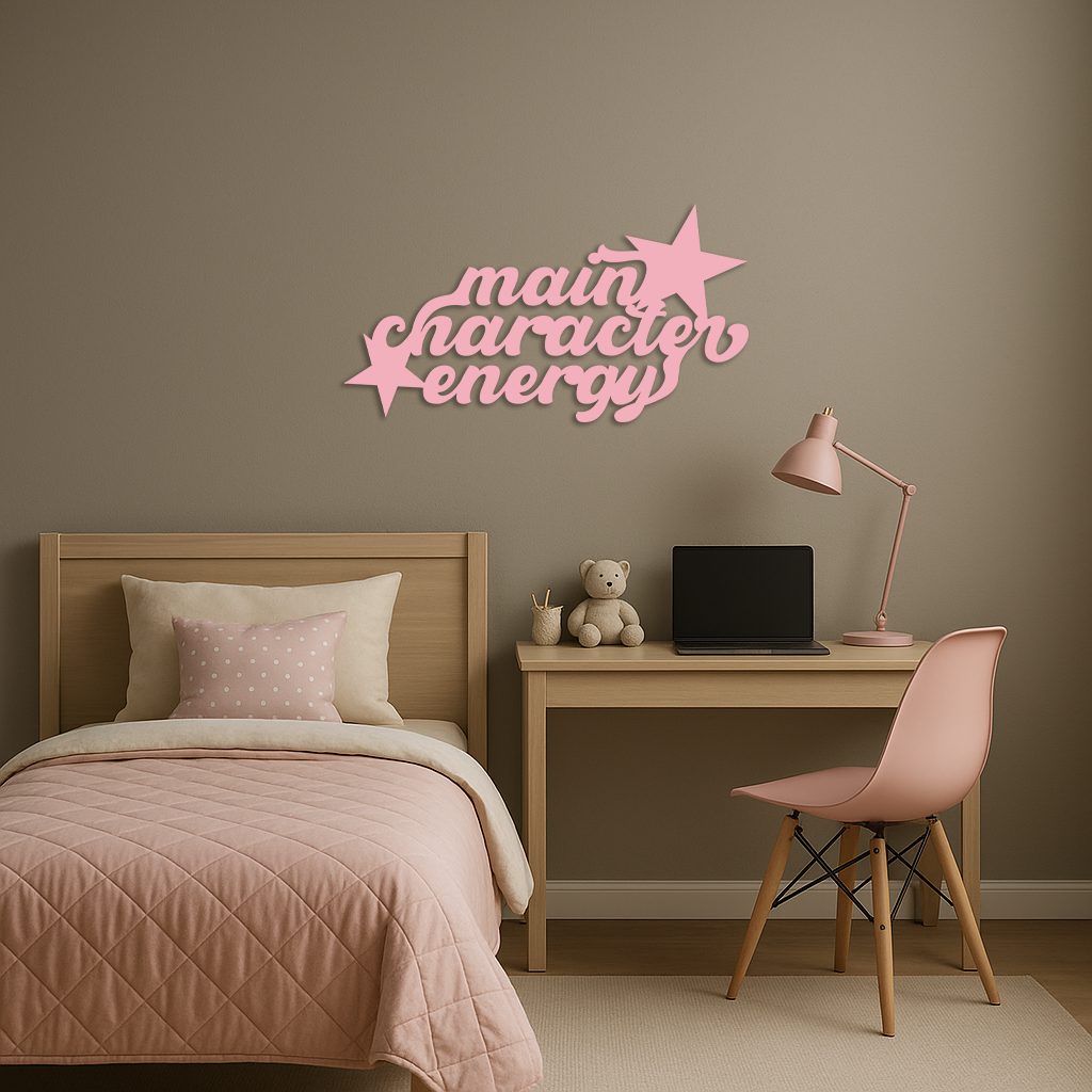 Main Character Energy Metal Wall Art – Bold Motivational Quote Sign - KAFGP098 - Tampa Home & Garden Store