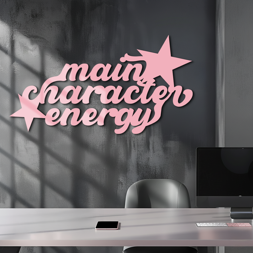 Main Character Energy Metal Wall Art – Bold Motivational Quote Sign - KAFGP098 - Tampa Home & Garden Store
