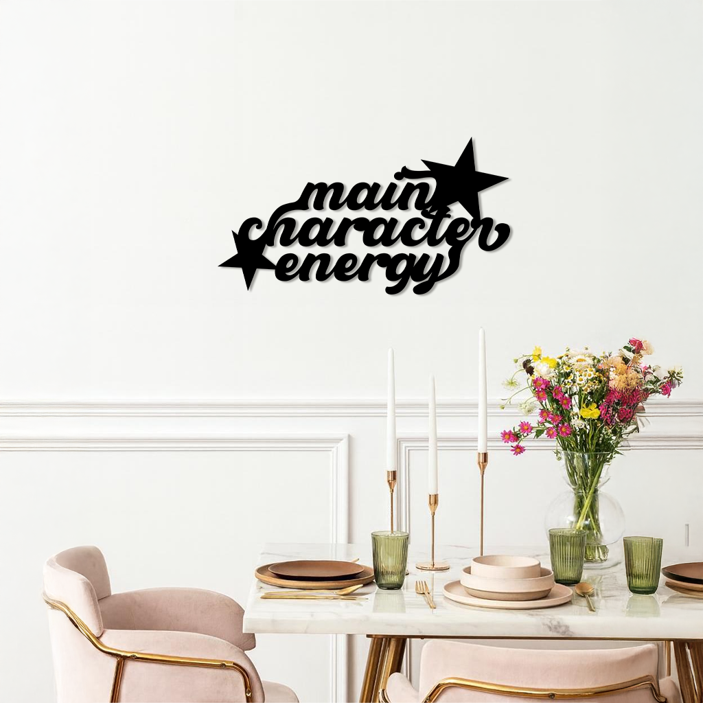 Main Character Energy Metal Wall Art – Bold Motivational Quote Sign - KAFGP098 - Tampa Home & Garden Store