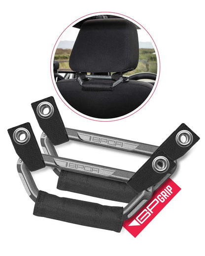 GP Back Grip PRO rear headrest handles in black fabric with metal grommets and straps GPCA on Tampa Home & Garden Store