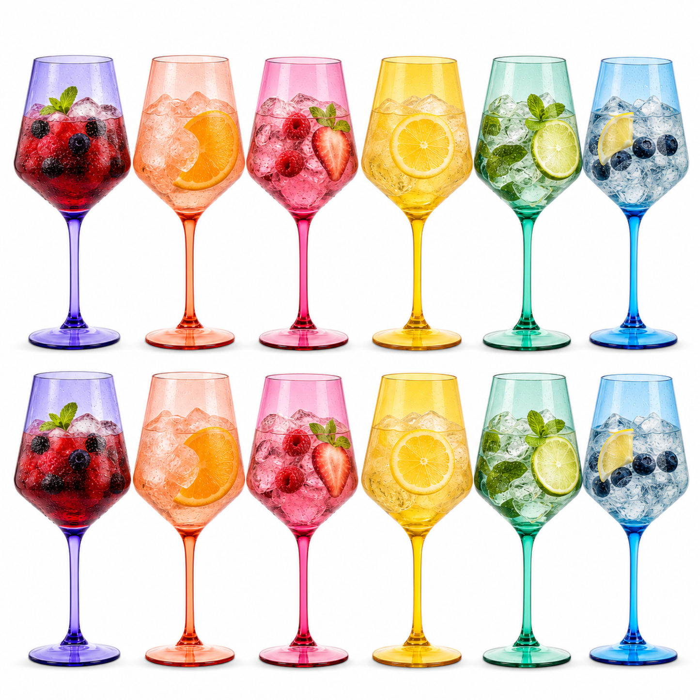 Madrid Acrylic Stemmed Wine Glasses Set of 12