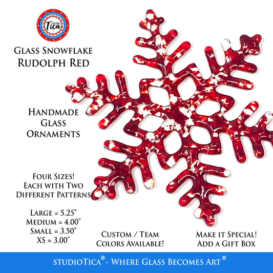 Handmade Glass Snowflake - Rudolph Red - by studioTica - Tampa Home & Garden Store