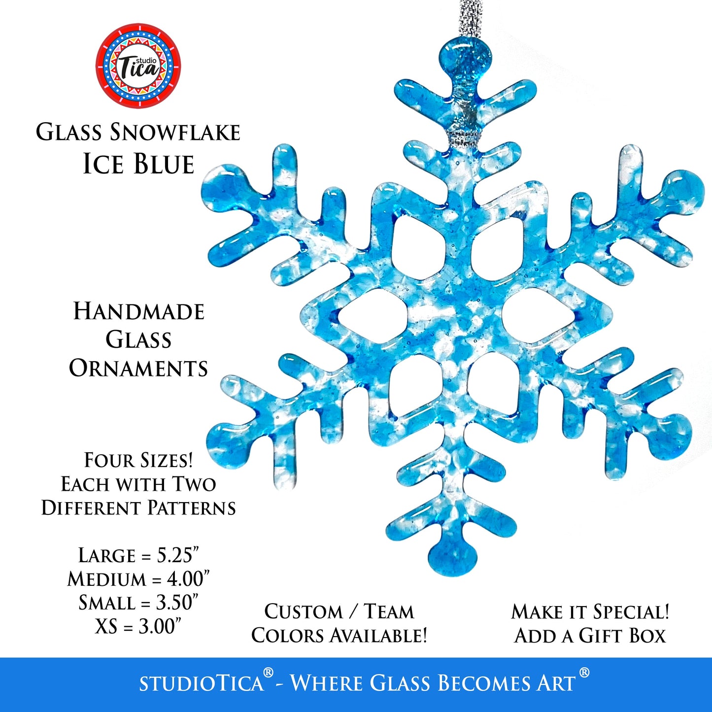 Copo de nieve de cristal hecho a mano - Azul hielo - de studioTica