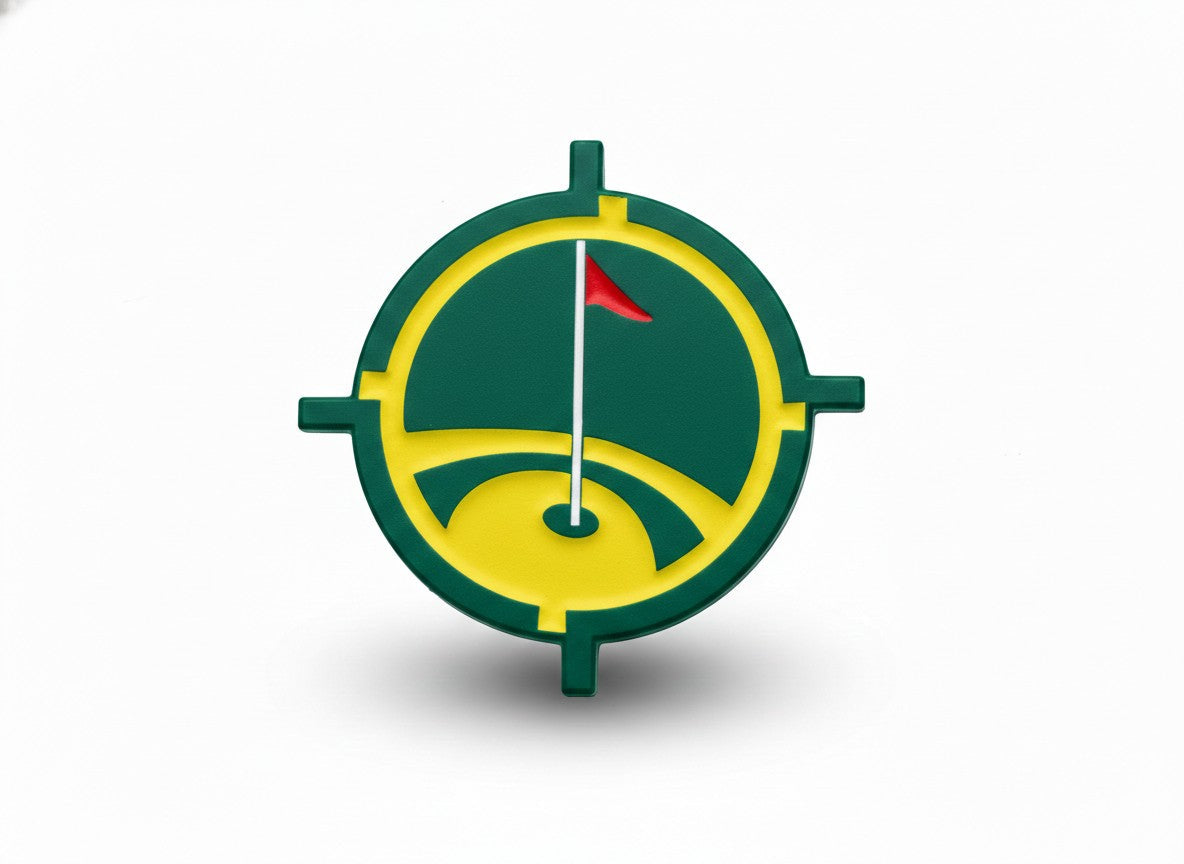 Premium Magnetic Metal Golf Ball Marker green and yellow with flag by Aiming Fluid Golf on Tampa Home & Garden Store