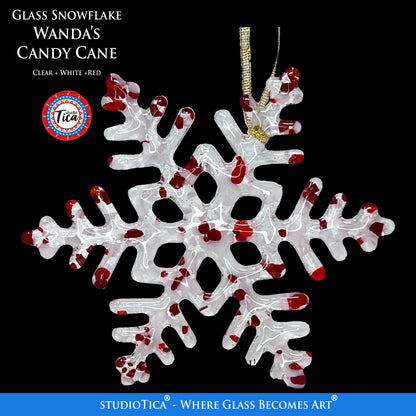 Copo de Nieve de Cristal Hecho a Mano - Wanda's Candy Cane - de studioTica