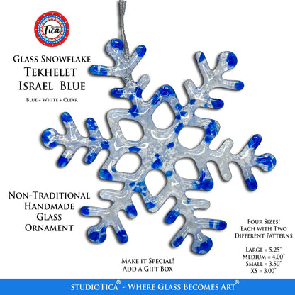 Copo de nieve de cristal hecho a mano - Azul Tekhelet Israelí - por studioTica