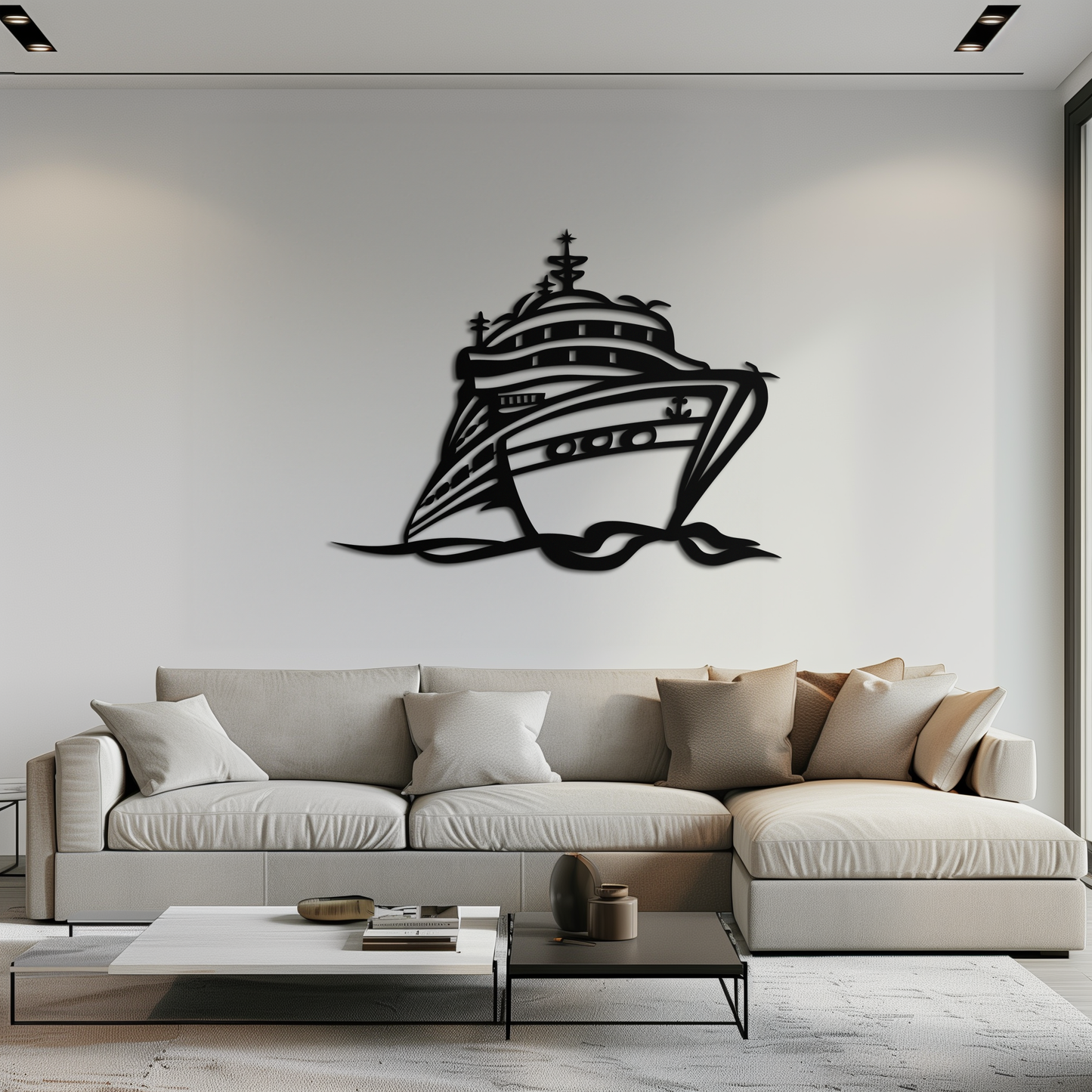 Majestic Cruise Ship Silhouette Metal Wall Art – Nautical Decor for Sea Lovers- KAF682 - Tampa Home & Garden Store