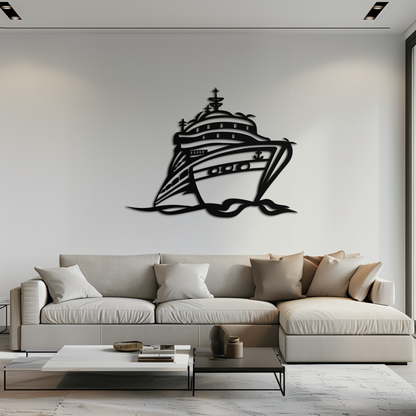Majestic Cruise Ship Silhouette Metal Wall Art – Nautical Decor for Sea Lovers- KAF682 - Tampa Home & Garden Store