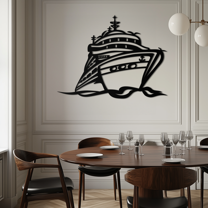 Majestic Cruise Ship Silhouette Metal Wall Art – Nautical Decor for Sea Lovers- KAF682 - Tampa Home & Garden Store