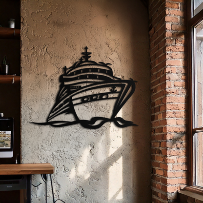 Majestic Cruise Ship Silhouette Metal Wall Art – Nautical Decor for Sea Lovers- KAF682 - Tampa Home & Garden Store