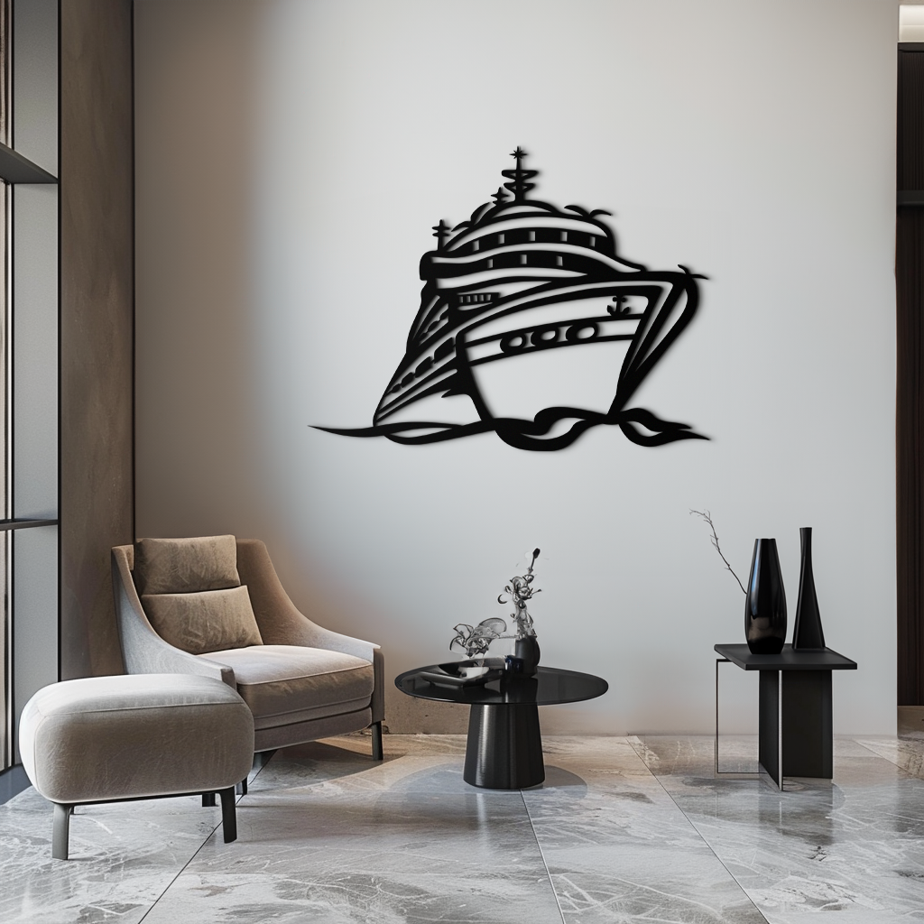 Majestic Cruise Ship Silhouette Metal Wall Art – Nautical Decor for Sea Lovers- KAF682 - Tampa Home & Garden Store