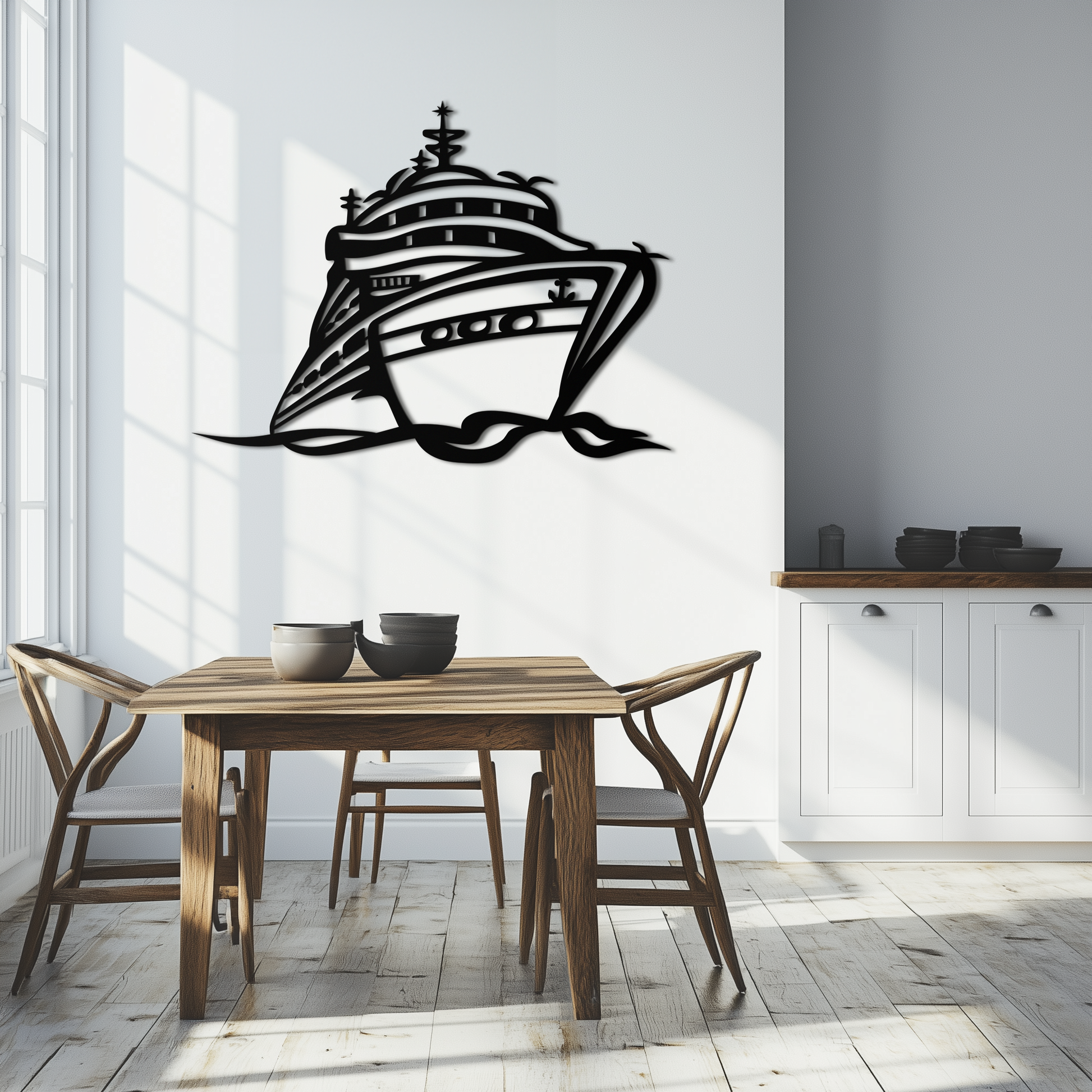 Majestic Cruise Ship Silhouette Metal Wall Art – Nautical Decor for Sea Lovers- KAF682 - Tampa Home & Garden Store